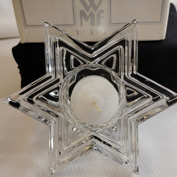 3D Star shape Candle Votive Lead Crystal  WMF Crystal made in Germany - Picture 2 of 5